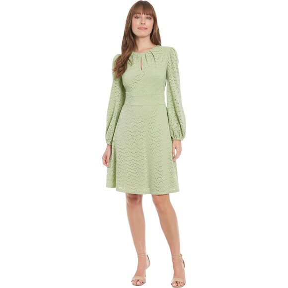 Women's Eyelet Long Sleeve Cocktail Dress Feminine Versatile Size 10
